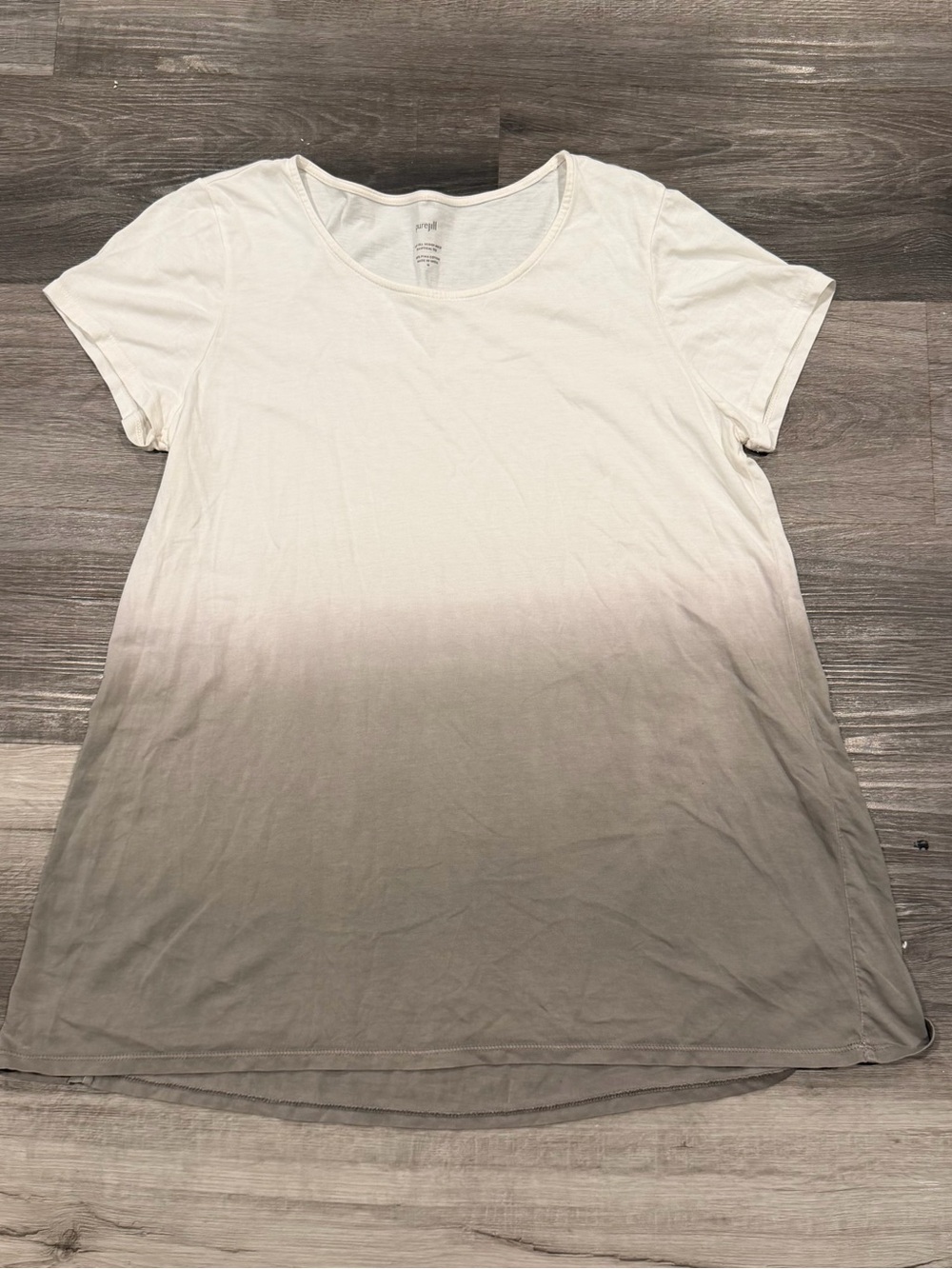 Pure Jill Womens White/Grey Ombré Scoop Neck Elliptical Tee Pima Cotton Size Md